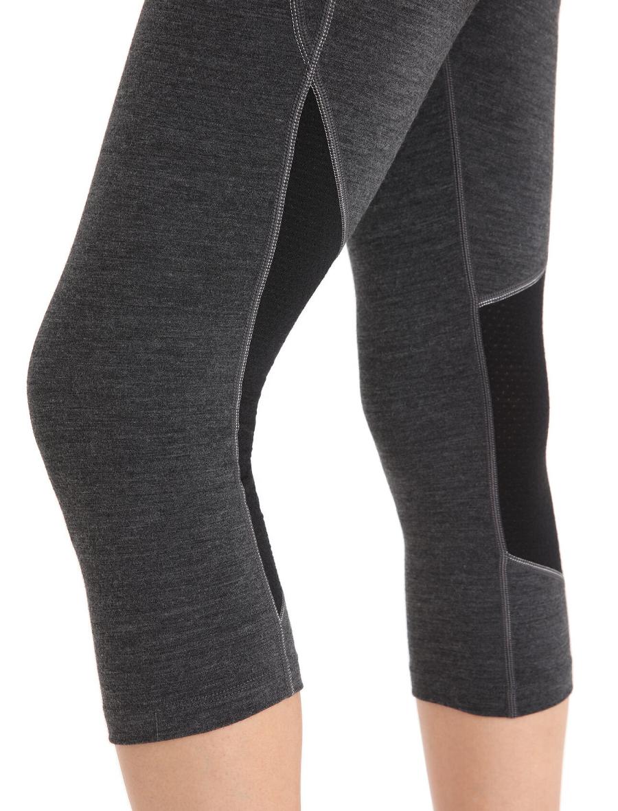 Base Layers Icebreaker BodyfitZone™ Merino 260 Zone 3/4 Thermal Leggings Damskie Czarne | PL 1079EBCX